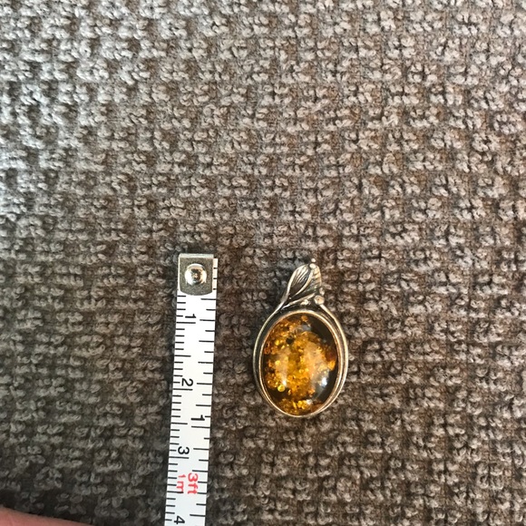 Vintage Amber & Sterling Silver Pendant - Picture 7 of 10